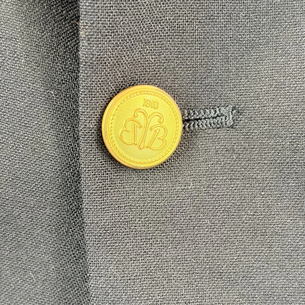 Vintage Brooks Brothers Brooksease Navy Hopsack Gold Button Blazer 44L Made USA